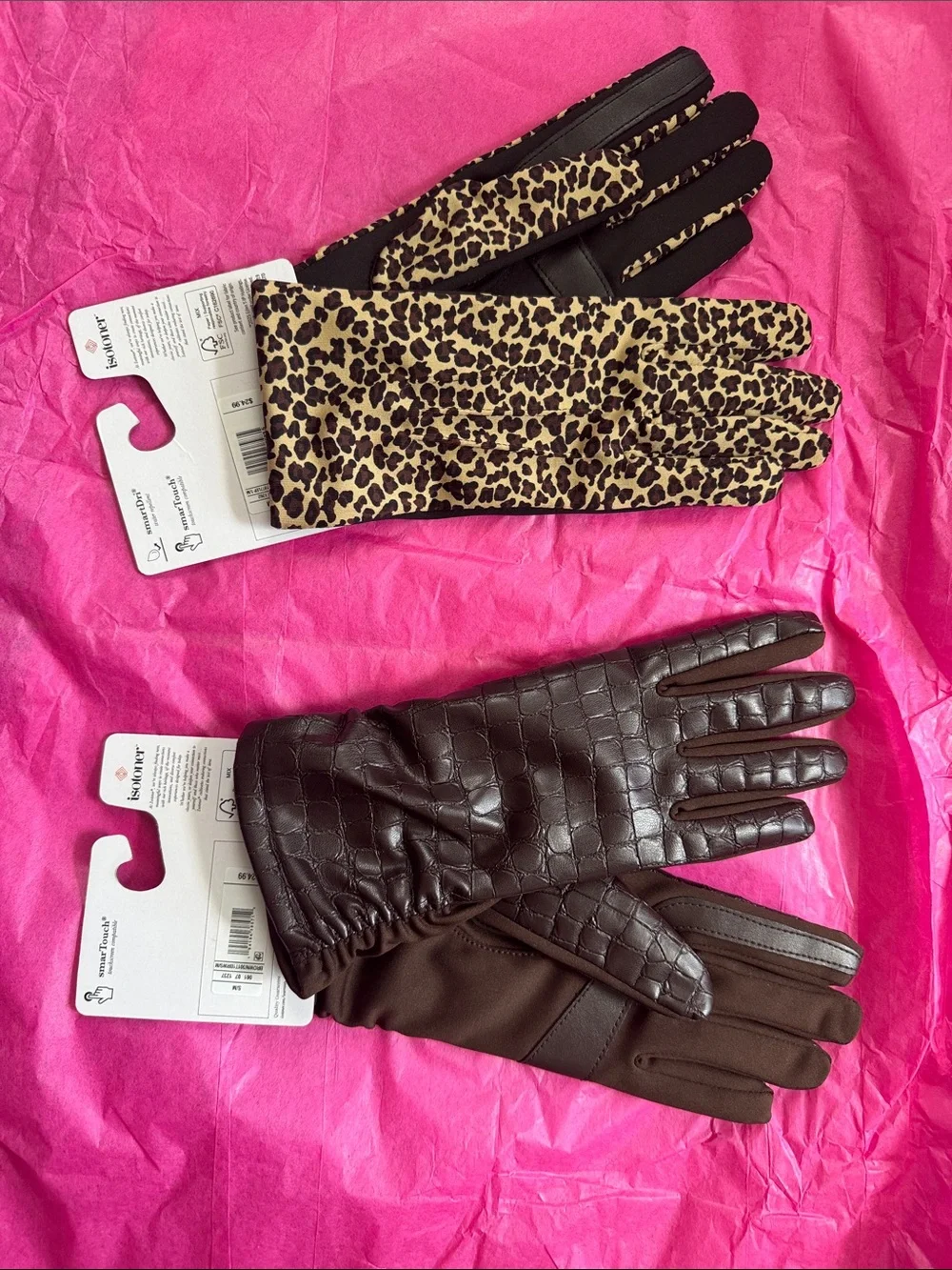 isotoner Leopard Print and Brown Tech Gloves - Leopard & Brown - Picture 3 of 9